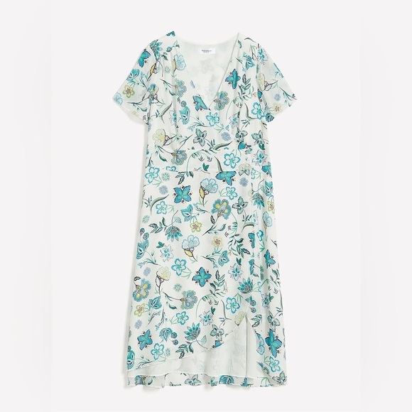 Addition Elle Responsible, Floral Asymmetrical Wrap Midi Dress Size 18 NWOT - Picture 5 of 16